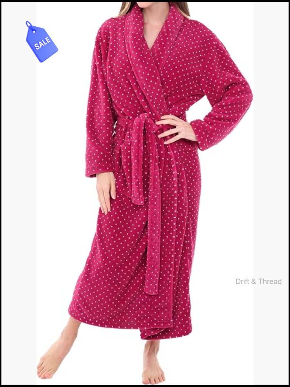 Long Plush Fleece Robe, Thick Warm Bathrobe with Pockets, Shawl Collar